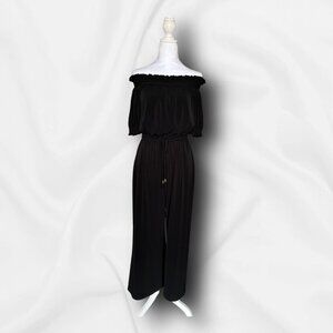 Vince Camuto Off-Shoulder Wide-Leg Jumpsuit Black Sz S Travel, Resort, Vacation
